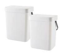 Vistnale Hanging Trash Can|Hanging Trash Can, 2PCS Wall Mounted Kitchen Compost Bin With Lid, 3L Odor-proof Thick Plastic Waste Bin, White