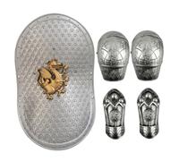 Vistnale Kids Armor Medieval Shield Set - Viking Warrior Dragon Theme Knight Costume Kids With Shoulder & Wrist Guards, Silver, Kid Size