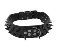 Vistnale Leather Dog Collar for Large Dogs|Spiked Dog Collar, 18.5-21.7 Inch Adjustable Leather with D Ring, Anti-Biting Choker for Medium Dogs