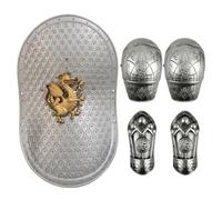 Vistnale Medieval Shield| Medieval Shield|Kids Armor Set - Viking Warrior Dragon Theme Knight Costume Kids With Shoulder & Wrist Guards, Silver, Kid Size