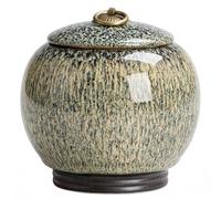 Vistnale Memorials Funerary|Pet Urn Ceramic Small Urns With Sealed Metal Handle Lid - Keepsake Urn For Small To Medium Dogs & Cats, Yellow