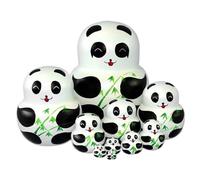 Vistnale Nesting Dolls 1 Set(10Pcs) Panda Design Matryoshka Doll Cute Cartoon with Bamboo Pattern Wooden Russian Nesting Dolls for Kids