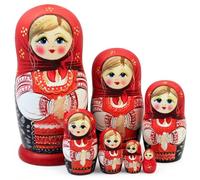 Vistnale Nesting Dolls|7-piece Russian Nesting Dolls, Hand-painted Matryoshka - Handkerchief Girl Design, 8.27 Inch/21cm Tall