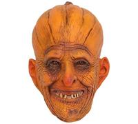 Vistnale Pumpkin Mask Creepy Spooky Halloween Mask Latex Scary with Horror Face & Sharp Teeth Decorative Pumpkin Head for Cosplay, Party, Film Prop