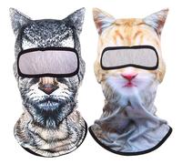 Vistnale Rave Gear, 2Pcs Cat Ski Mask UV Protective Windproof Cuet 3D Black Cat Face Mask with Ears for Bar, Music Festivals, Party, Ski, Outdoor Activities