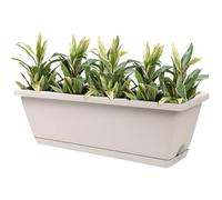 Vistnale Rectangle Planter Box, Window Planter Box, 17 Inch Rectangular with Drainage Holes and Trays, Resin Flower for Windowsill, Garden, Balcony, Patio, Indoor, Outdoor Decor