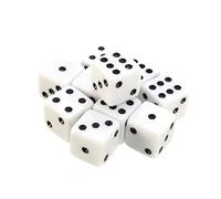 Vistnale Small Square Dice|100Pcs 8mm White Dice with Black Dots Six Sided Decider Die Game Cubes