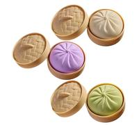 Vistnale Squish Dumpling|3PCS Giant Dumpling Squish, 3.9x2.2 inch Dumplings Stress Ball with Steam Basket Stress Relief Toy for Sensory Play and Fidget Fun, Purple + White + Green