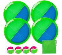 Vistnale Toss and Catch Ball Set Interactive Beach Games Parent-Child Pool Games Includes 4 Paddles and 4 Balls Outdoor Toys for Kids Adults