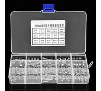 Vistreck 250pcs M2-M5 Stainless Steel Round Head Knurled Shank Solid Rivets Assortment Set for Various Projects