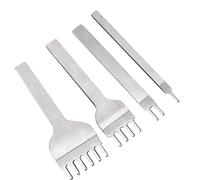 Vistreck 4 Pcs Prong Hole Chisel Set for Leather Craft - 1+2+4+6 Prong Leather Punch Tool (Lingzhan 6MM spacing 1+2++6 Teeth)