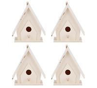 Vistreck 4Pcs Mini Wooden Bird House Nests for Garden Decor - Hanging Outdoor Birdhouse Set