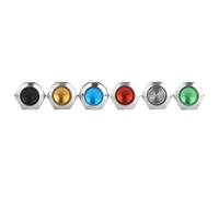 Vistreck 6Pcs 12mm Metal Push Button Switch IP67 Reset Without Light - Red, Green, Yellow, Blue, Black, Metallic