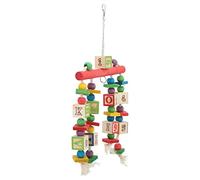 Vistreck Colorful Food Grade Wooden Bird Block Chewing Toy for Medium Large Parrots - Durable Cage Hanging Toy