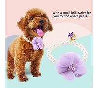 Vistreck Dog Pet Pearl Flower Collar Elastic Necklace for Small Pets - Adjustable and Stylish Accessory (Purple)