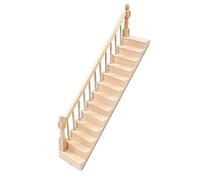 Vistreck Doll House Stairs - Glossy Rounded Corners Miniature 1/12 Scale Birch Staircase for DIY Crafts (left armrest)