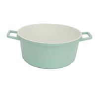 Vistreck Enameled Stock Pot with Lid - Non-Stick Ceramic Aluminium Alloy Casserole Pot, 2 Handles for Easy Pouring - Ideal for Soup, Milk & Porridge (Light Green)