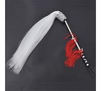 Vistreck Fly Horsetail Whisk for Taoist Buddhist Martial Arts, Elegant Dust Whisk Handle for Stage Plays