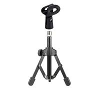 Vistreck Foldable Microphone Stand Tripod with Mic, Adjustable Desktop Stand for Meetings, Podcasts, Lectures, Non Slip Rubber Feet, Stable Clutch, Angle Adjustable Mic