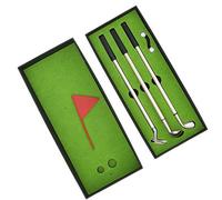 Vistreck Mini Desktop Game Set - Green Driving Range with Club Pens, Balls & Flag for Fun Office Decor
