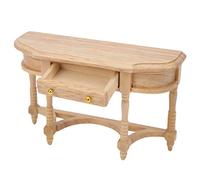 Vistreck Miniature Wooden Desk for Doll House - 1:12 Scale Half Round Table with Drawers
