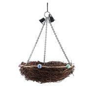 Vistreck Rattan Swing Toy with Bells for Small to Medium Birds - Stress Relief & Chewing Fun (27 * 12cm)