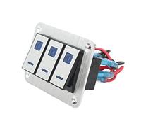 Vistreck Rocker Switch Panel 3 Gang Toggle Switch for DC 12V 24V Vehicles with Blue LED Lights