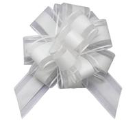 VISTTUSFINE 12pcs 6.6 Inch Large Pull Bow with Edge, Big Organza Car Gift Wrapping Bows Ribbon for Wedding Car Baskets Presents Christmas Bow White