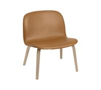 Visu Armchair w. Wood Base Leather Upholstered Cognac/Oak