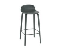 Visu Bar Stool w. Wood Base Dark Green H88.5