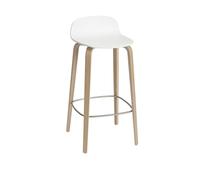 Visu Bar Stool w. Wood Base White/ Oak H88.5