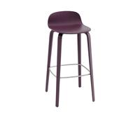 Visu Bar Stool With Wooden Base H75 Dark Plum