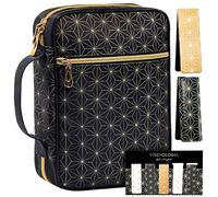 VISU-GLOBAL Bible Cover, Calming Theme, Oxford Material, Zipper Closure, Black Gold Color, Medium Size, Bible Case for Women, Bible Bag for Women, Bible Case for Girls, Bible Book Cover