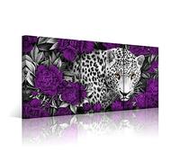 Visual Art Decor Purple Bathroom Decor Leopard Cheetah Pictures Set of 3