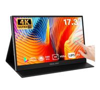 Visual Beat 17.3'' 4K Portable Touchscreen Monitor, UHD 500Nits 100% AdobeRGB IPS HDR Travel Display, USB, Type-C & HDMI, Dual Speakers, VESA & Smart Cover - for Laptop PC Phone PS4/5 Xbox etc.