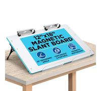 Visual Edge Slant Board (Blue), A Sloped Work Surface for Reading, Writing, Art and Speech for Optimal Leaning -Portable Desktop Magnetic Dry Erase Whiteboard with Paper Clips and Book Catch