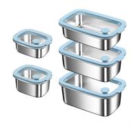 Visual Food Storage Box with Stainless Steel Construction and Silicone Lid Seal, Safe for Induction Cooker Heating and Freezer Use, Keeps Food Fresh (600ML)