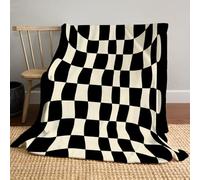 Visual Illusion Art Blanket 130x150 cm, Checkerboard Pattern Distorted Printed Super Soft Throw Blanket, Lightweight Fluffy Flannel Black White Blankets, for Bedding Chair Sofa Home Office Travel