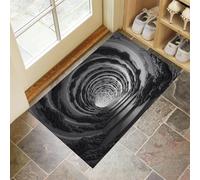 Visual illusion Door Mat 50 x 80 cm - gray-black Spiral Tunnel Machine Washable Mat Super Soft Non Slip Doormat Indoor Outdoor Water Absorbent Floor Mats