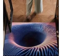 Visual Illusion Endless Abyss Pattern HD Printed Non-Slip Doormat, 3D Optical Illusion Rug, Bottomless Hole Area Rugs, Abyss Carpet for Floor Door Mat, Ground Crack (H, 3' x 2' (Flower))