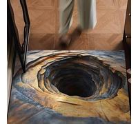 Visual Illusion Endless Abyss Pattern HD Printed Non-Slip Doormat, 3D Optical Illusion Rug, Bottomless Hole Area Rugs, Abyss Carpet for Floor Door Mat, Ground Crack (G, 3' x 2' (Flower))