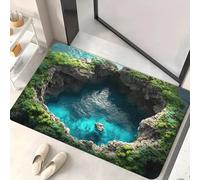 Visual Illusion Endless Abyss Pattern HD Printed Non-Slip Doormat, 3D Optical Illusion Rug, Bottomless Hole Area Rugs, Abyss Carpet for Floor Door Mat, Ground Crack (J, 2' x 1'4" (Flower))