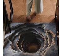 Visual Illusion Endless Abyss Pattern HD Printed Non-Slip Doormat, 3D Optical Illusion Rug, Bottomless Hole Area Rugs, Abyss Carpet for Floor Door Mat, Ground Crack (B, 2' x 1'4" (Flower))