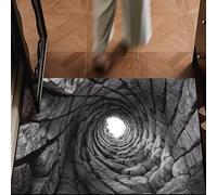 Visual Illusion Endless Abyss Pattern HD Printed Non-Slip Doormat, 3D Optical Illusion Rug, Bottomless Hole Area Rugs, Abyss Carpet for Floor Door Mat, Ground Crack (K, 3' x 2' (Flower))