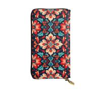 Visual Impact Petals Printed leather wallet, 7.5 x 4.1-inch long credit card holder, portable travel cash wallet