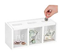 Visual Learning Money Case for Kids Crafted with Wood and Strong Acrylic Closure and Space Efficient Design Acrylic Savings Jar with Compartments