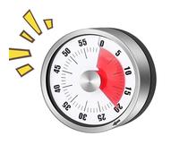 Visual Mechanical Kitchen Timer with Loud Alarm 72dB and Magnetic Back | Time Management Tool Study, Sports, Ideal Students | (60 Minute Stainless Steel)