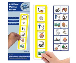 Visual Morning Routine - morning schedule timetable symbol cards compatible with PECs Symbols & Boardmaker PCS (for non-verbal, ADHD, ASD, Autism, Kids, Children, Toddlers) (English)