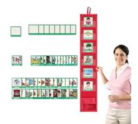 Visual Schedule Chart - Travel Schedule Pocket Chart | Bedtime Routine Chart, Visual Sch-edule Pocket Chart With 45 Activity & 9 Blank Cards, Kids Visual Behavioral Tool