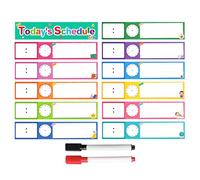 Visual Schedule, Erasable Pen With Clock, 1 Set (12pcs), Bedtime Routine Chart, Communication Cards For Children, Reusable Cognition Design, For Home And School